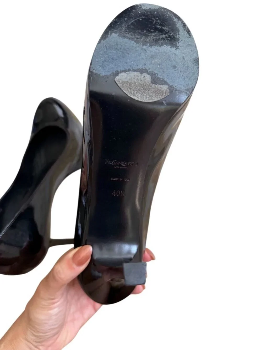 SAINT LAURENT Tribtoo Black Patent Leather Platform Heels Size 40.5 / US 10.5